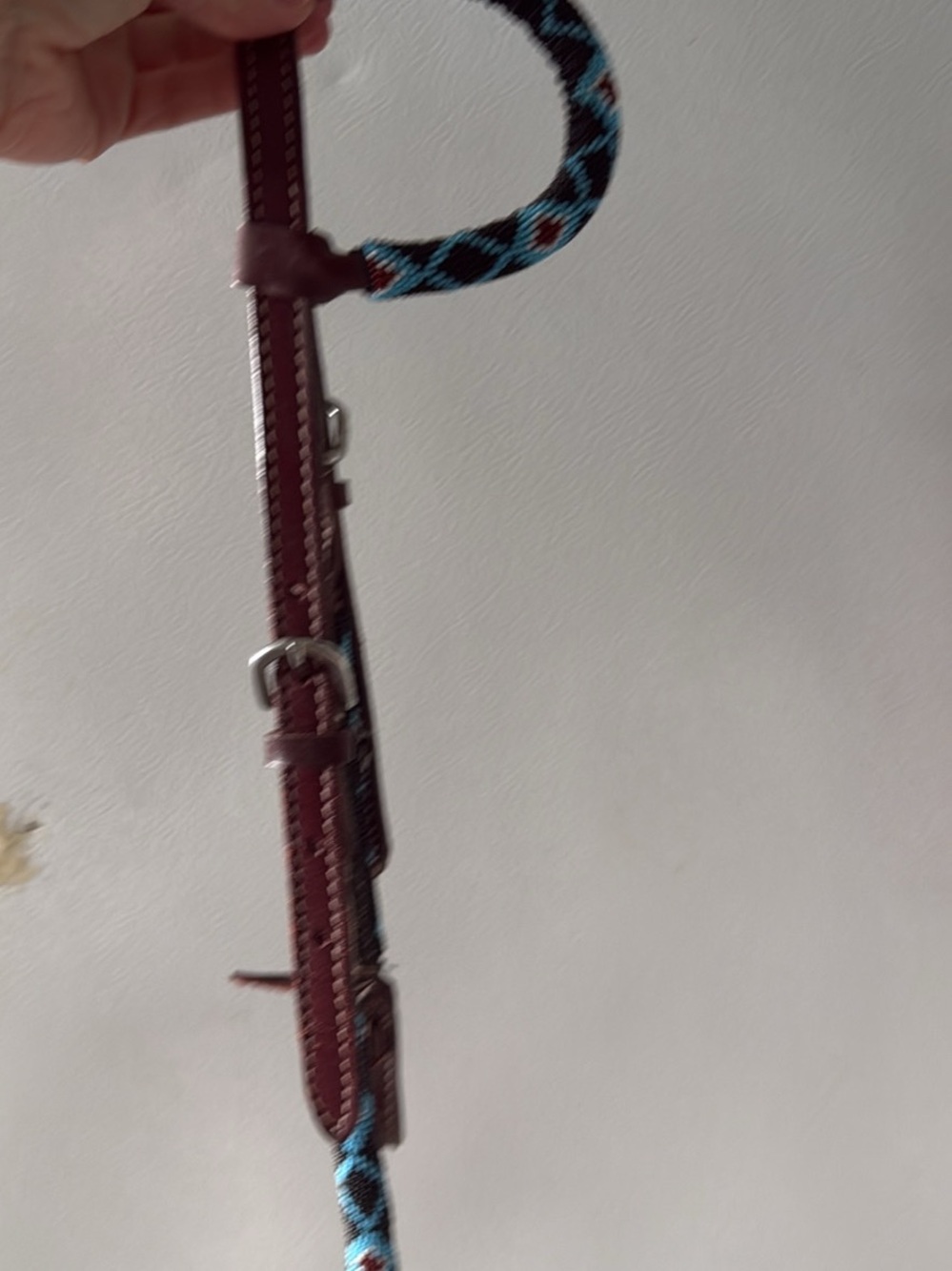 Beaded Reddish Brown Leather Horse Bridle